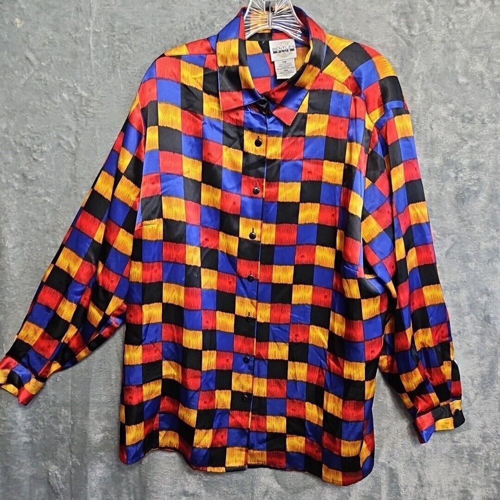 Bentley Plus Women's Sz 18W Blouse bold print red gold multicolored tunic